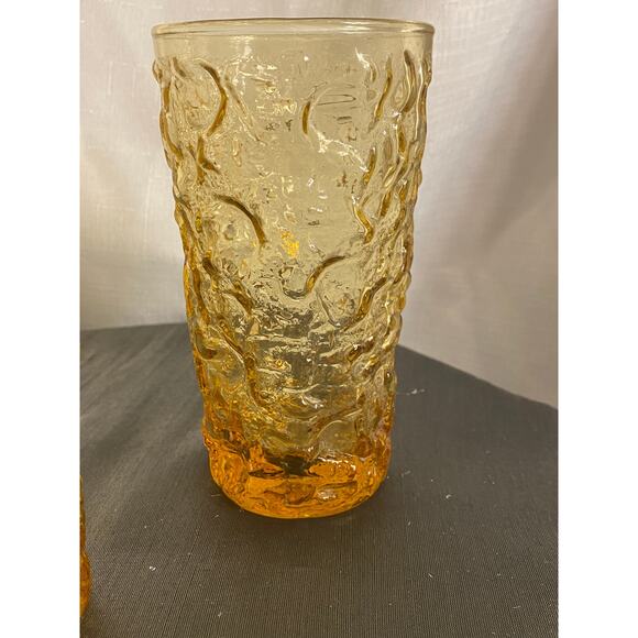 MCM TWO Anchor Hocking Lido Milano Amber Gold 12 oz 5.50 inch Drink Glasses VGUC - Picture 10 of 14